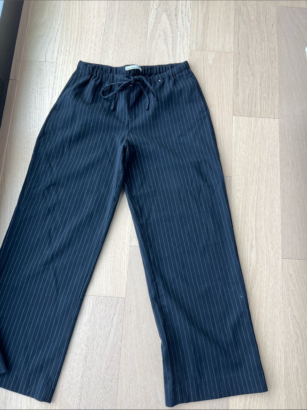 Abercrombie & Fitch Black Pinstripe Drawstring Trousers